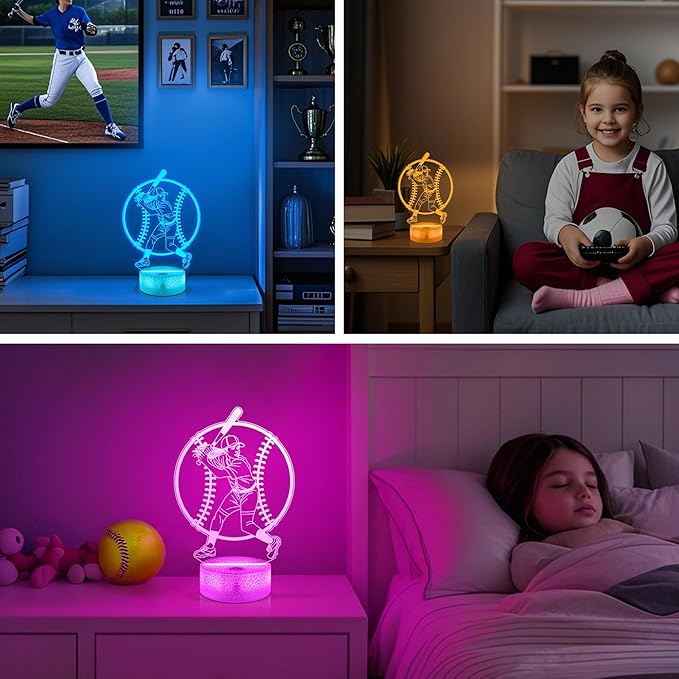 Softball Gifts for Girls, Light Up Softball Night Light 3D Illusion Lamp with 16 Colors Remote Control, Softball Accessories Stuff for Girls Women Best Friends Sister Birthday Xmas Gifts