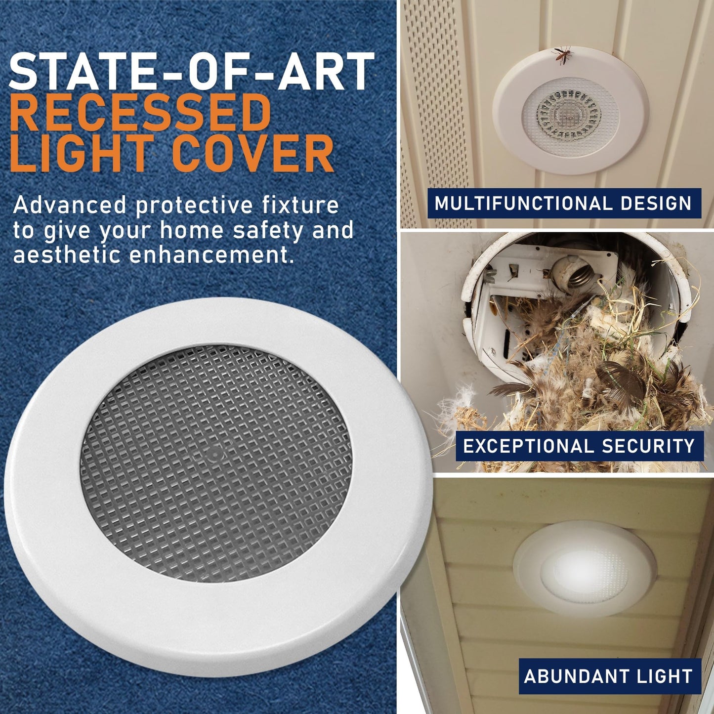 Recessed Light Cover Kit For Indoor And Outdoor Ceiling - Replacement Kit For Canned Lighting Fixtures  And Led Retrofit Downlights  Includes Mounting Ring  Trim Plate  And Screen  discomfort-reducingtable - 10Packs