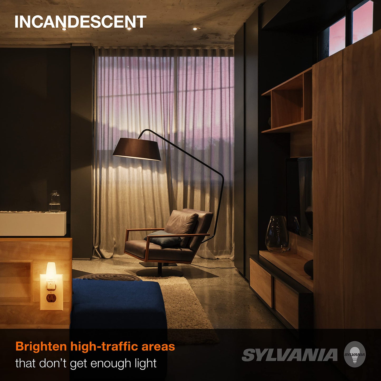 Ledvance Sylvania 7W C7 Night Light Bulb, E12 Base, 40 Lumens, Warm White, Clear Finish, 4 Count, Model 13545