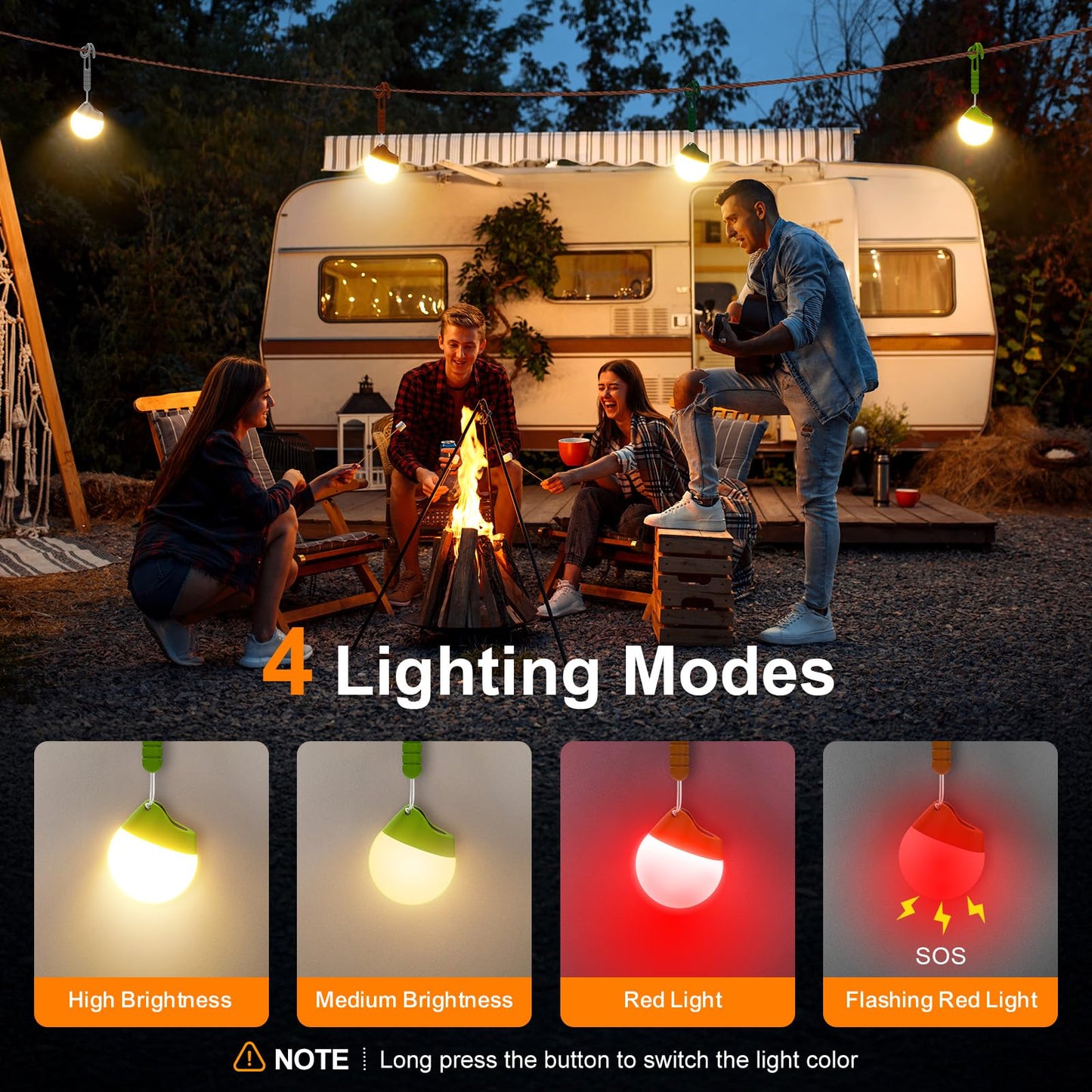 Letmy Rechargeable Camping Lights  4 Pack Portable Tent Lights With 4 Lighting Modes  150Lm Led Camping Lantern Waterproof  Only 20G Hanging Tent Lantern For Hiking Backpacking Power Outages Emergency