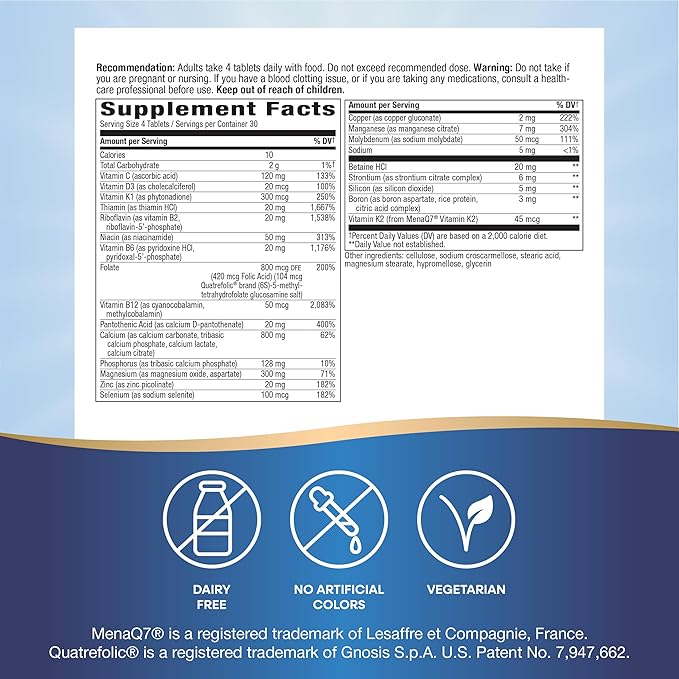 Nature's Way OsteoPrime PLUS Calcium & Magnesium, Supports Bone Health & Muscle Function*, with Vitamins D3 & K2, Vegetarian, 120 Tablets
