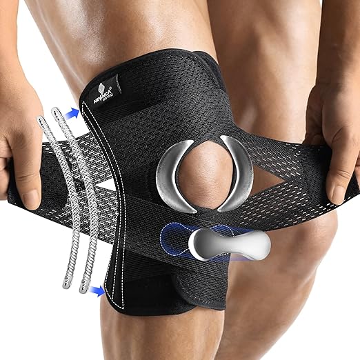 NEENCA Knee Brace for Knee Pain, Compression Knee Support with Air Mesh Fabric, Adjustable Knee Wrap with Side Stabilizer...