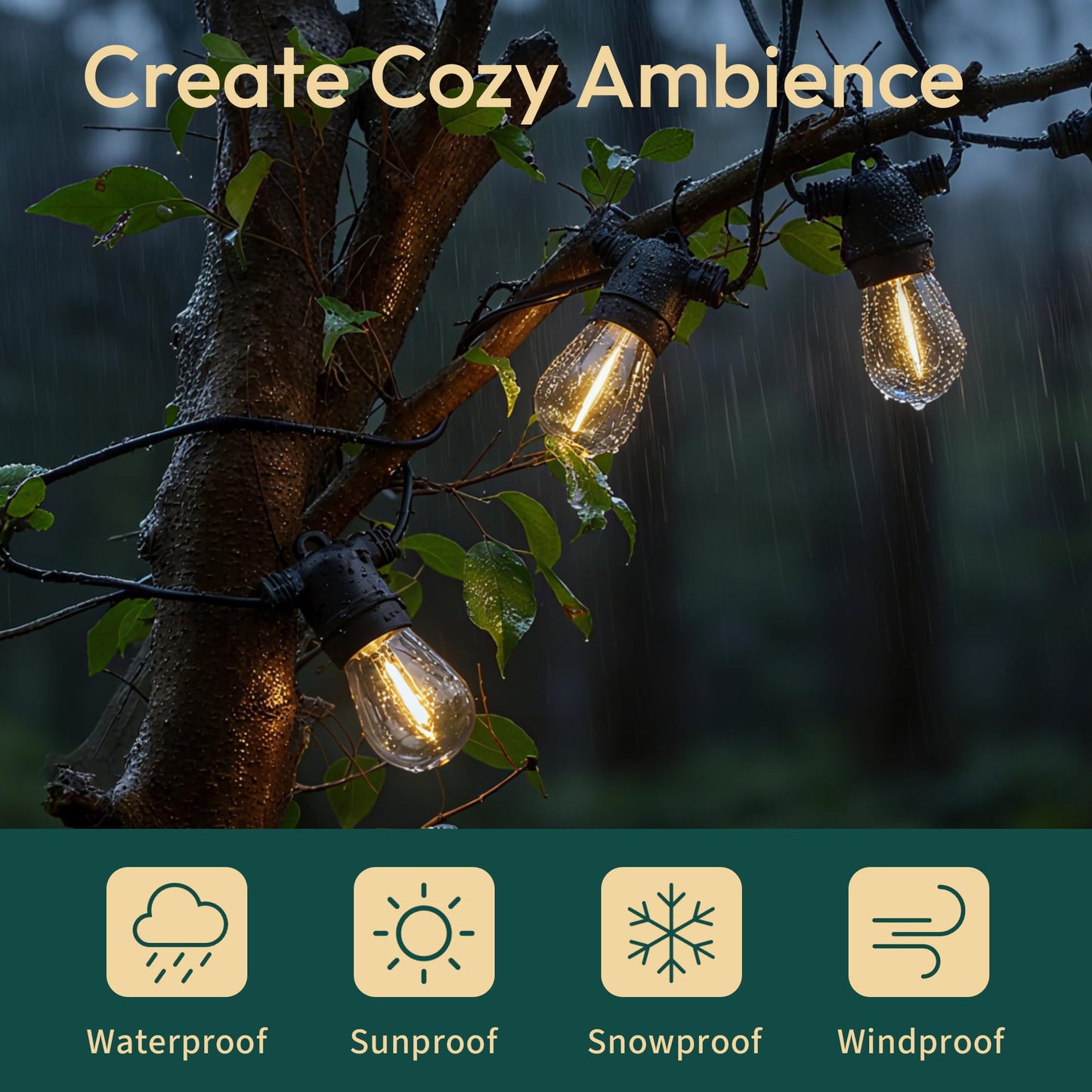 ALAMPEVER S14 Outdoor Light Bulbs, 24-Pack, Shatterproof, 1W, Warm White, E26 Base, Non-Dimmable