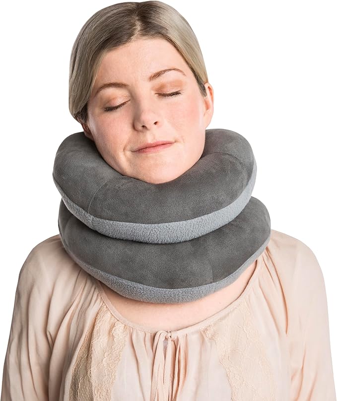 Travelon Deluxe Wrap N' Rest Pillow, Dark Gray/Light Gray, One Size