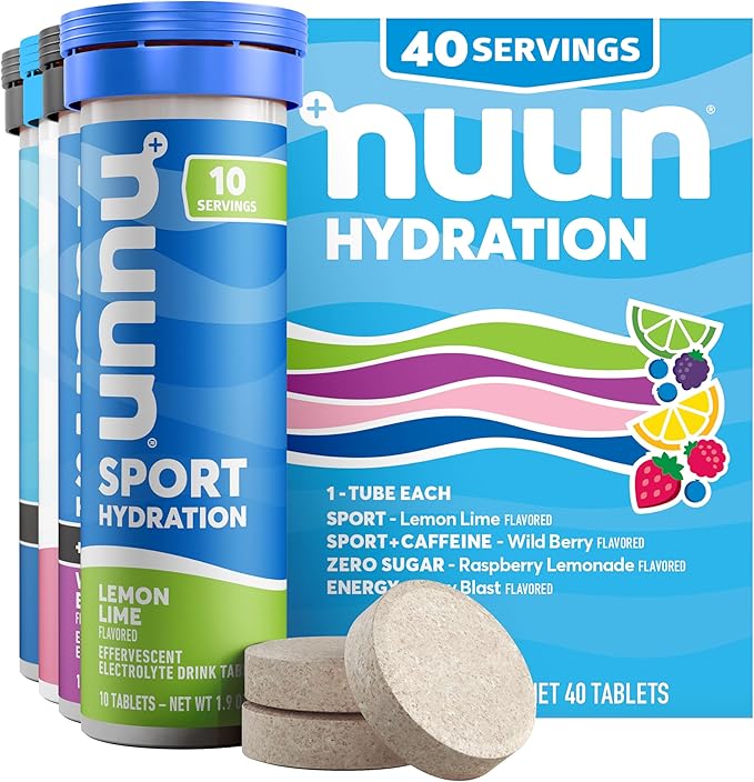 Nuun Hydration Electrolyte Tablets - Sodium, Potassium, Chloride, Calcium, Magnesium, 1g & 0g Sugar Drink Mix | Vegan, Glu...