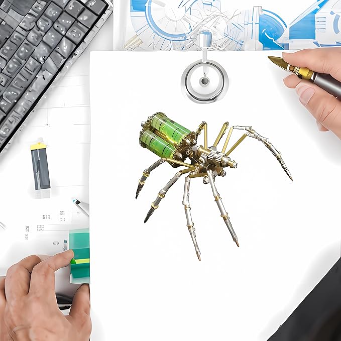 Mechanical Metal DIY 3D Insect Brass Puzzle Model Kits Puzzle for Adults, Steampunk Electric Mechanical, Assembly DIY Gift Craft Hobby for Men for Family and Friends(Gatling Spider)