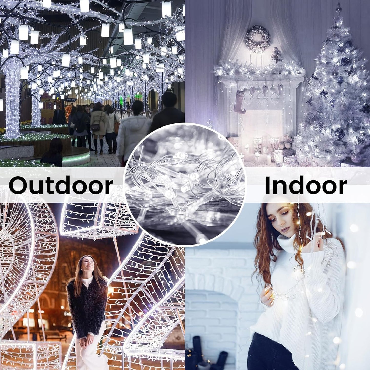 4 Pack Christmas String Lights Battery Operated With Timer  132Ft 400 Led Waterproof Twinkle Lights  8 Modes Fairy Light For Indoor And Outdoor Bedroom Garland Tree Christmas Decorations (Cool White)