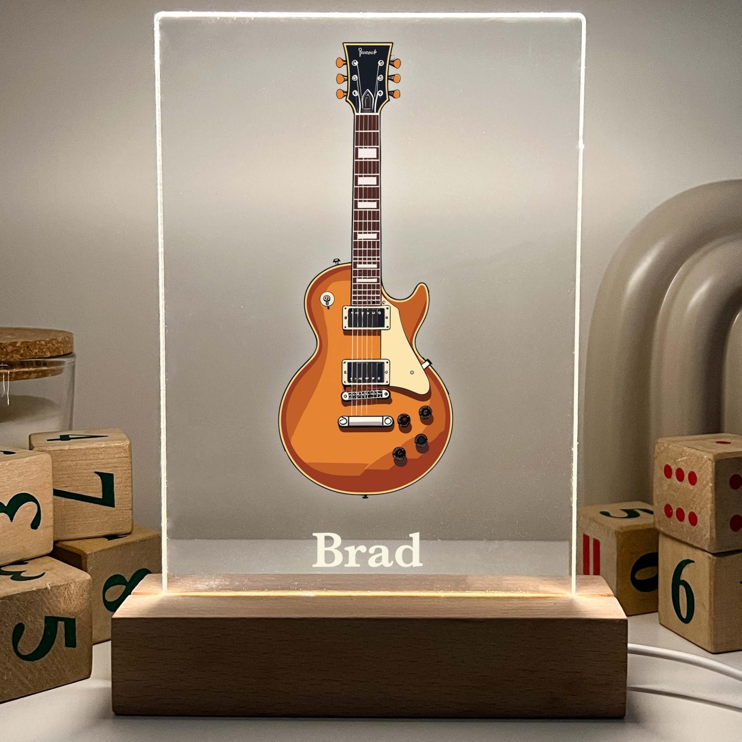 Mirror Mania Personalized Electric Guitar Nightlight Music Theme Middle High School Concert Band Club Members Kids Teens Custom Birthday Guitarist Musician Night Light Led Light Up Gift Made In Usa