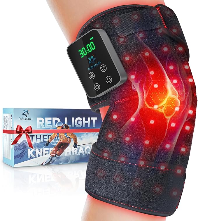 Astarexin Red Light Therapy Knee Brace Wireless Rechargeable with Pulse & Heating Modes, 660nm & 850nm Near-Infrared Light...