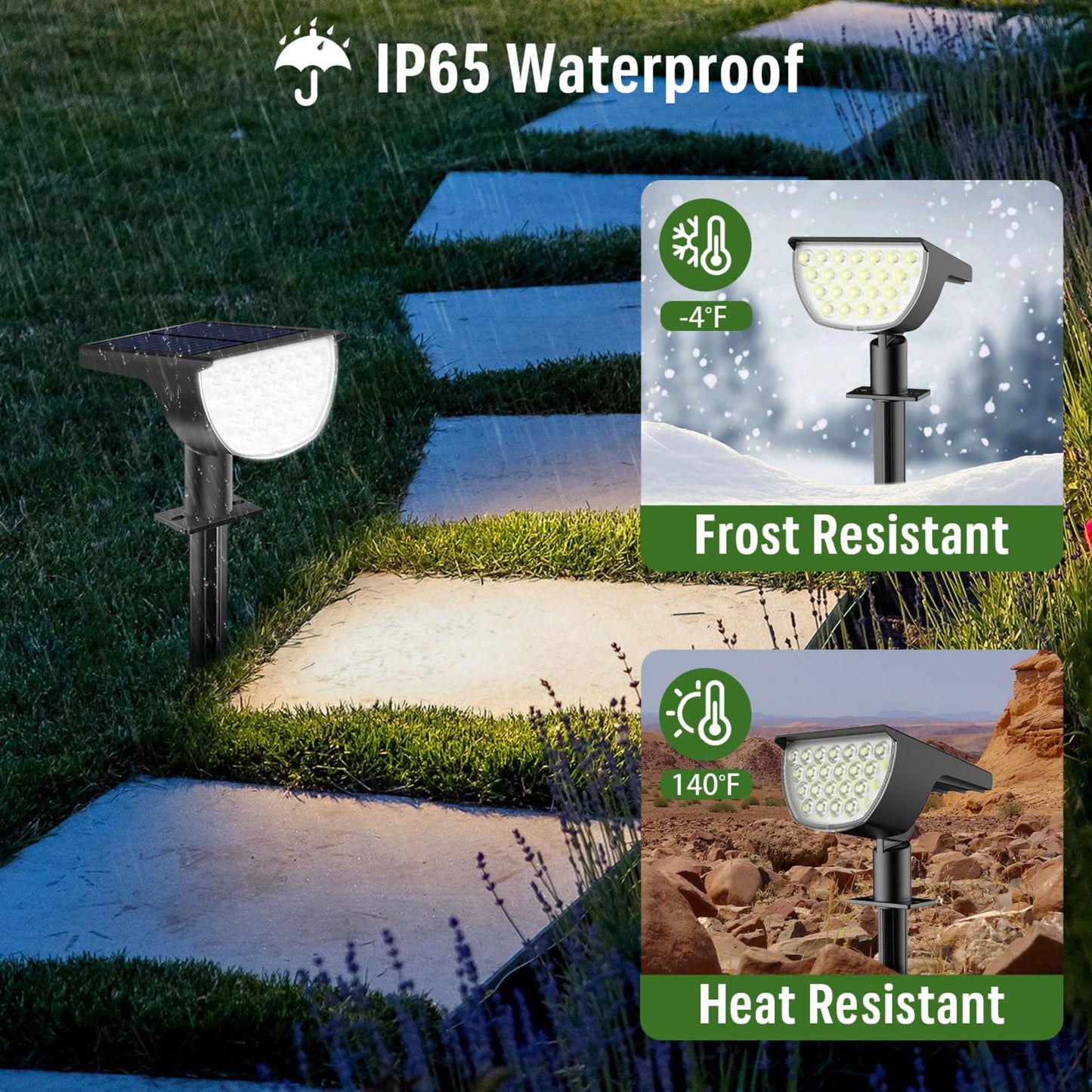 GKGG Solar Spot Lights, 76 LED, Waterproof IP65, 3 Lighting Modes, 6 Pack, Cool White, Model D-014