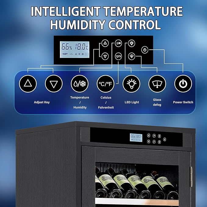69 Bottles Grape Wine Refrigerator, Freestanding/Built-in Wine Fridge, LED Touch Screen, Intelligent Temperature-Controlled, 7.6 cu.ft. Multi-Tiered Cabinet 6 Removable Shelves, Black