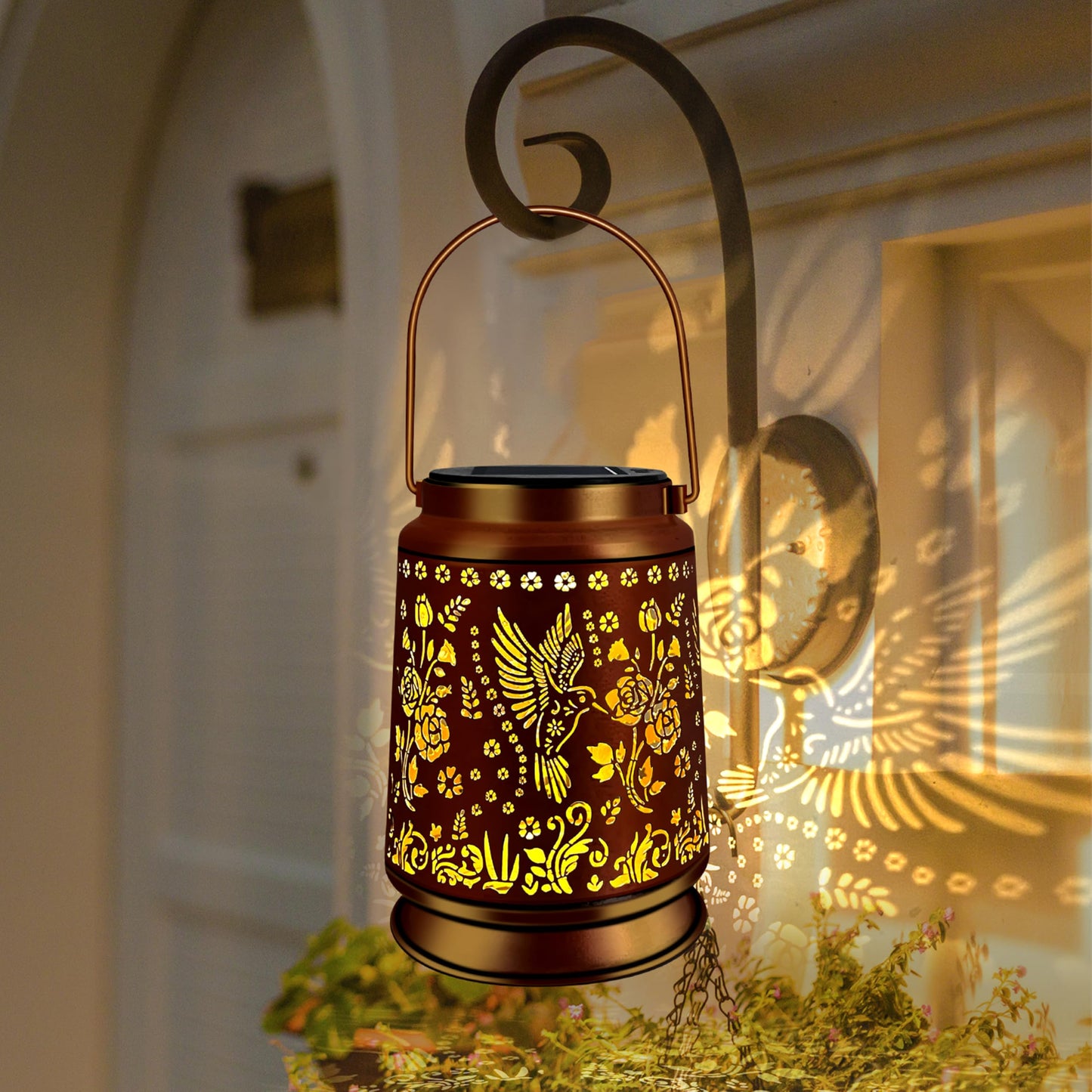 Ky&Bosam Solar Hummingbird Lanterns Outdoor Waterproof Led 300 Lumens Metal Hanging Outside Lantern Lights Decorative For Yard Backyard Porch Garden Decorations Birthday Gifts For Women Mom Grandma
