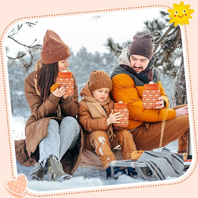 Amylove Mini Hot Water Bottle 320ml for Hot & Cold Compress with Cover Silicone Microwave Heating Small Water Bag for Travel Pain Relief Holiday Gifts(Orange)