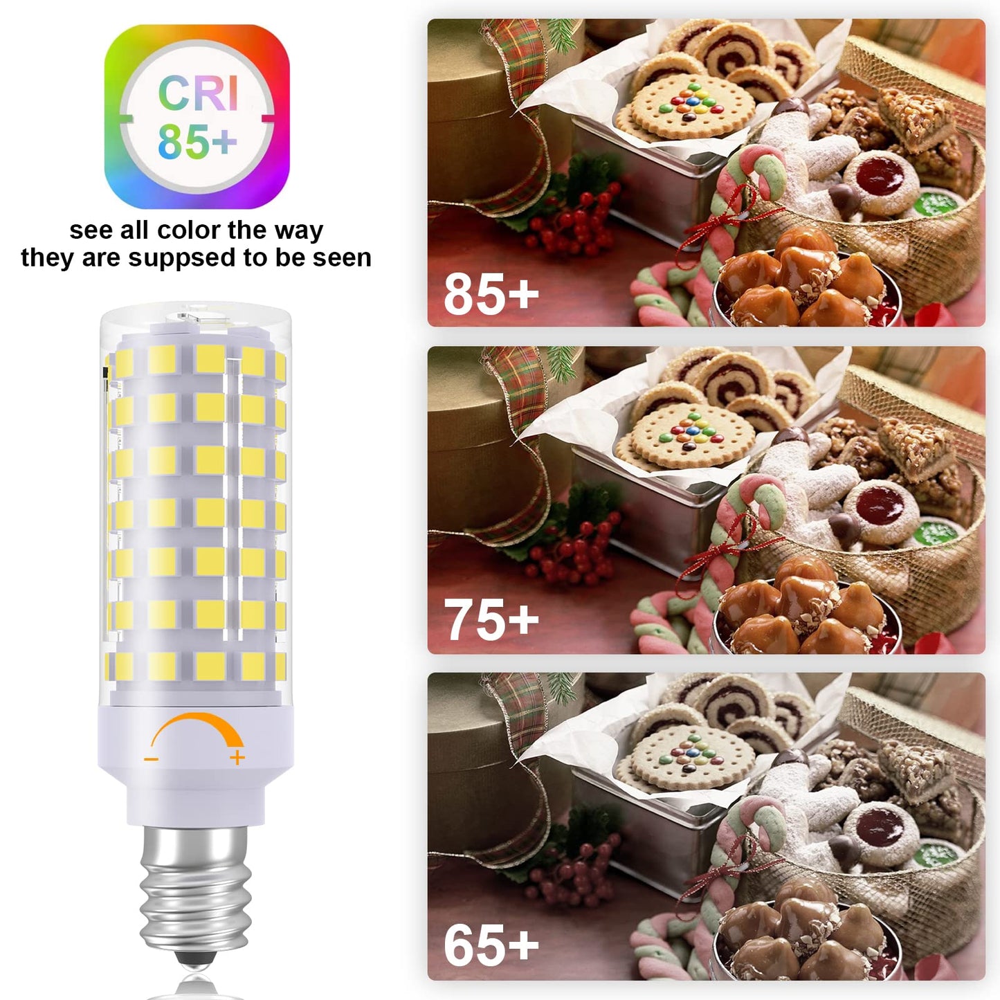 TAIYALOO E12 LED Light Bulb Dimmable 60W Replacement 3 Count Daylight White 6000K Candelabra Base
