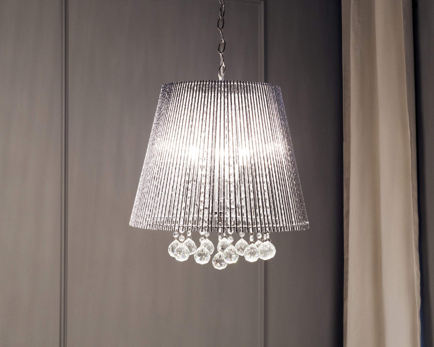 OK Lighting Daydream Crystal Ceiling Lamp, Metal, Silver, Model OK-5142H