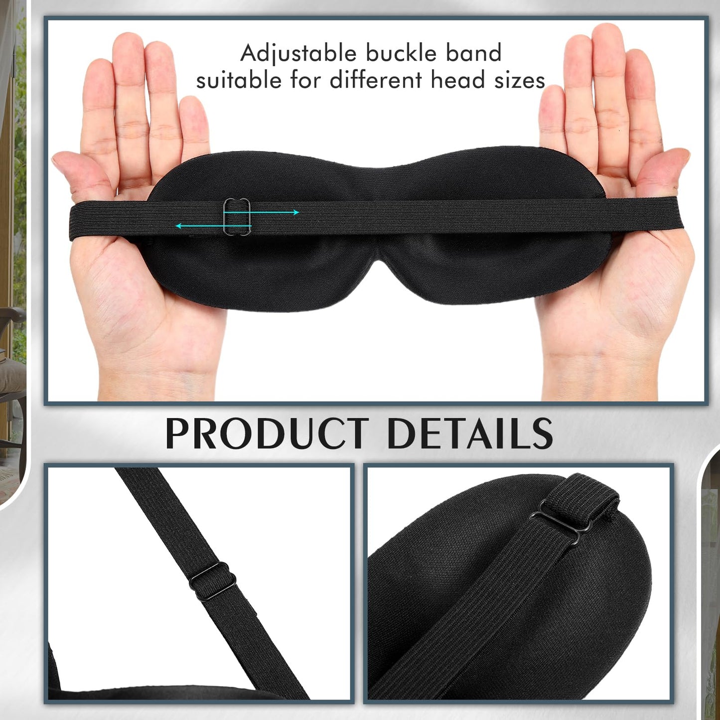 Bonuci 12 Pack Sleep Mask Blackout 3D Eye Mask for Ultralight Sleeping Night Blindfold Eye Covers with Adjustable Strap for Men Women Travel Gift Back and Side Sleeper (Black)
