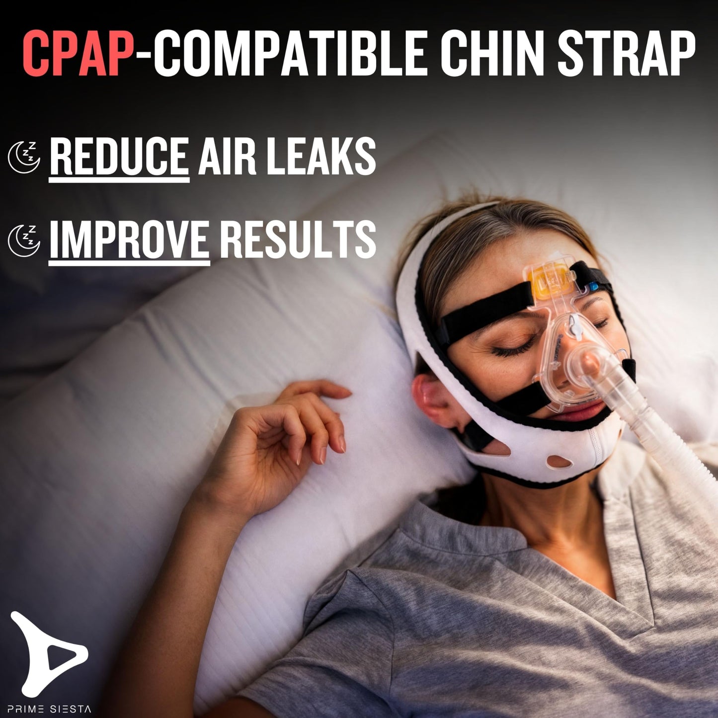 Chin Strap for Sleeping by PrimeSiesta | CPAP Chin Strap in 2 Sizes — Corrects Jaw Position and Improves Airflow — Premium Yamamoto Neoprene — Breathable Anti Snoring Devices for CPAP Users
