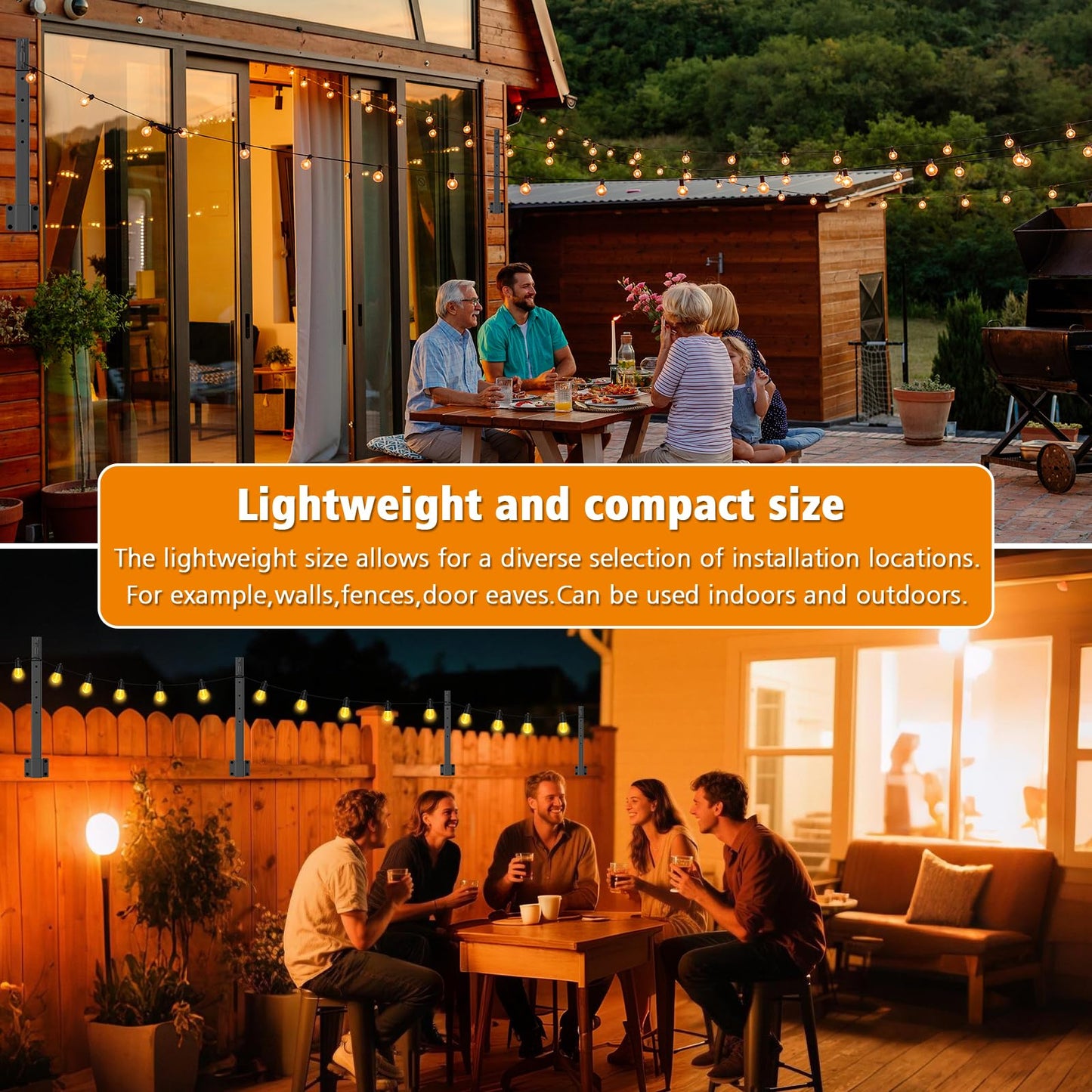 Mutovlin String Light Poles - 2.8FT Metal Outdoor Light Poles, 4 Pack, Black for Patio Deck Backyard