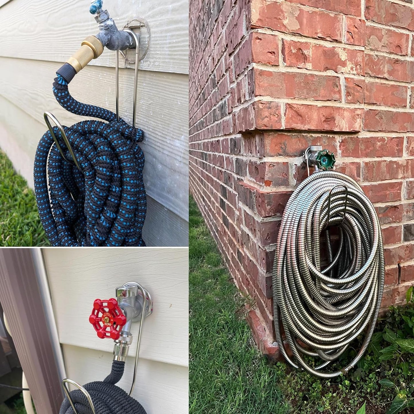 Garden Hose Storage Hook Water Hose Holder Hose Hanger,304Stainless Steel Solid Hose Hook Holds Up to 50Ft Hose Perfect for Garage, Garden, Tool Room(Matt Black 1pcs)