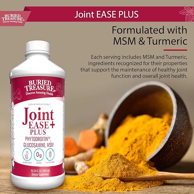 Buried Treasure Joint Ease Plus - 16 fl oz, Glucosamine Chondroitin with MSM and Turmeric, Joint Support Supplement