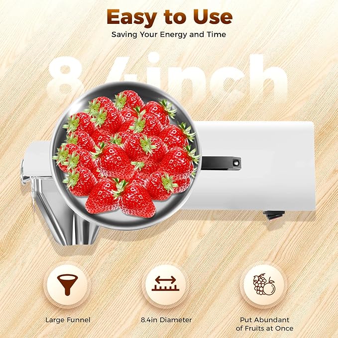 Electric Tomato Strainer, 450W Commercial Tomato Sauce Jam Maker with Handle & Adjustable Trough 304 Stainless Steel Food Press Sauce Maker Food Strainer for Tomatoes Strawberry Blueberry Sauces Etc
