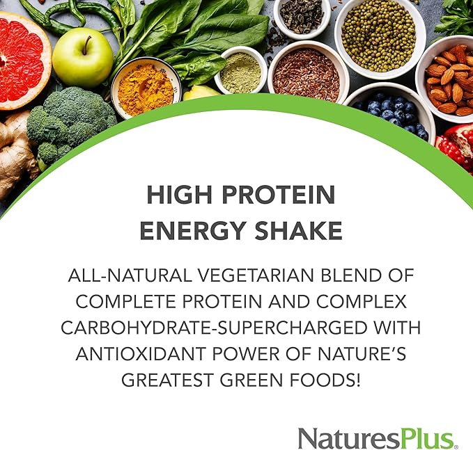 NaturesPlus FRUITEIN Revitalizing Green Foods Shake - 1.3 lbs - Plant-Based Protein (13g/Serving) - Supports Energy & Immune System - Vegetarian, Gluten Free & Non-GMO - 16 Servings