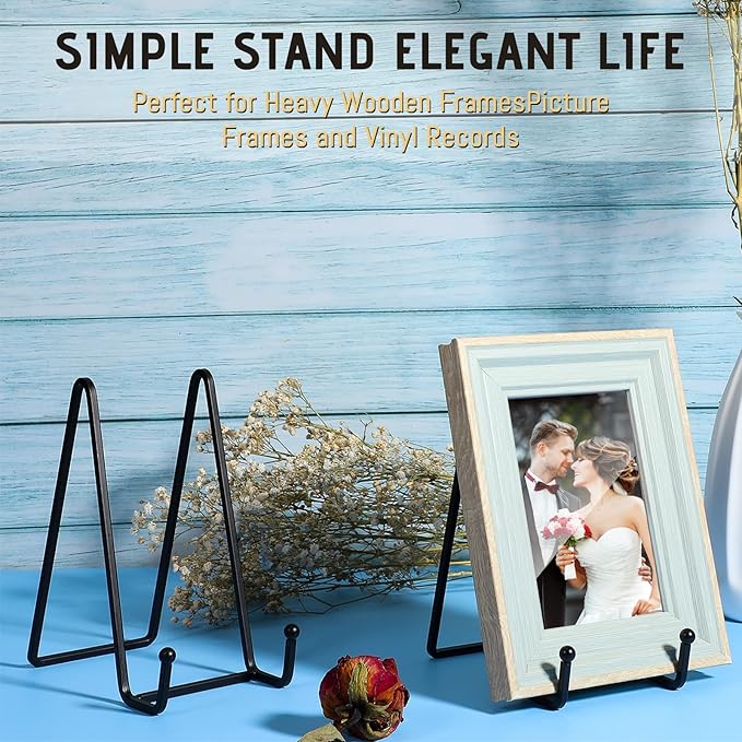 Mixweer Plate Stands for Display 18 Pack 6 Inch Plate Holder Display Stands Picture Frame Holder Metal Frame for Decorative Supplies, Book, Photo, Easel, Platter, Tabletop Art(Black)