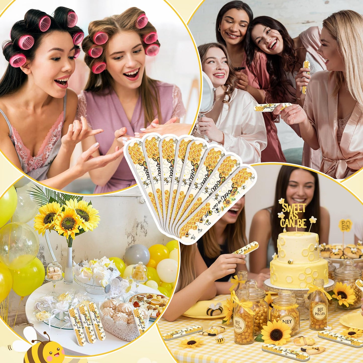 Lanties 50 Pcs Sweet as Can Bee Baby Shower Party Favors Bee Mini Nail Files Spring Baby Sower Decorations Honeybee Emery Board