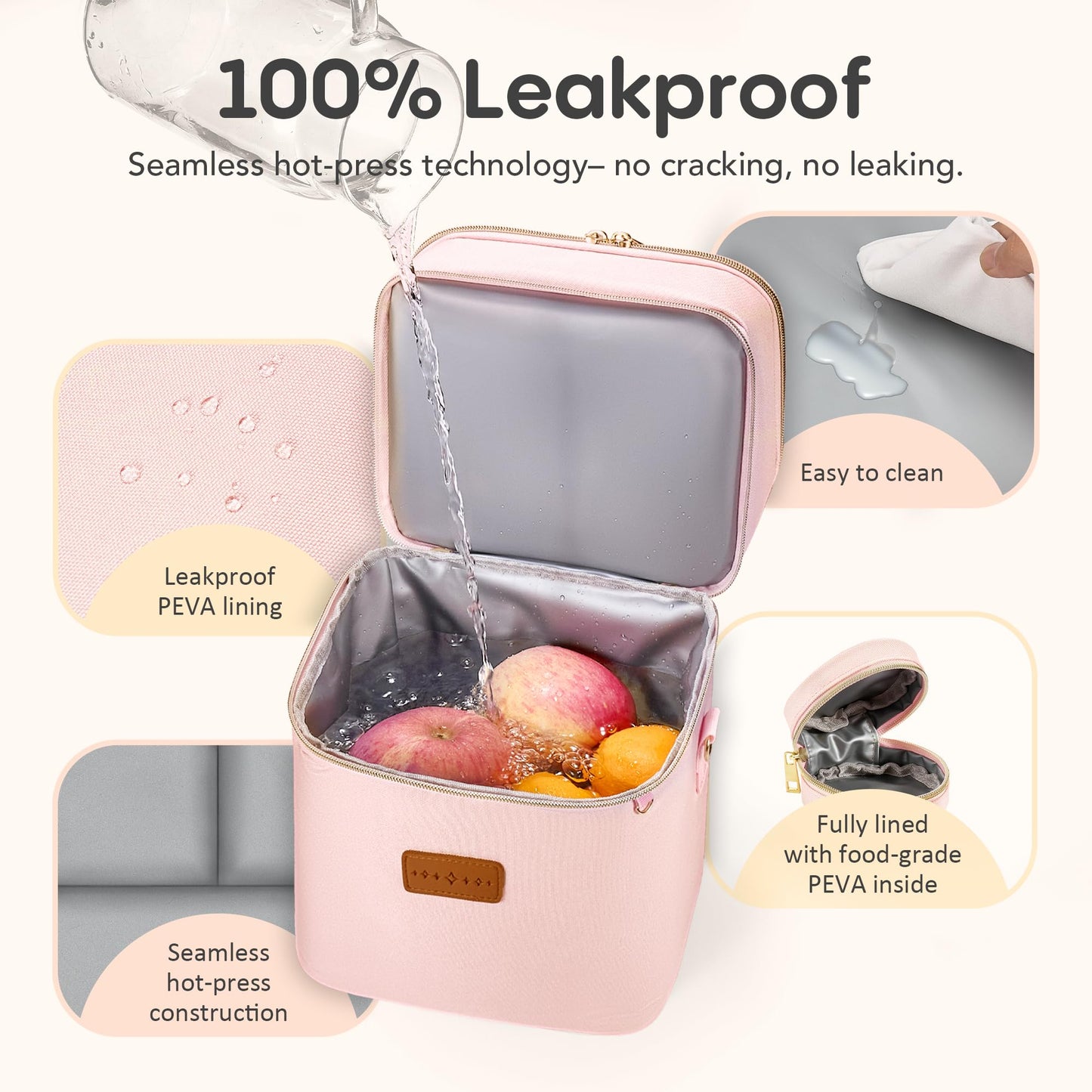 Breastmilk Cooler Bag with Ice Pack & Pacifier Case, Fits 6 Bottles up to 9 oz, Double Layer Insulated Baby Bottle Bag for Working Nursing Moms Gift Set,Pink