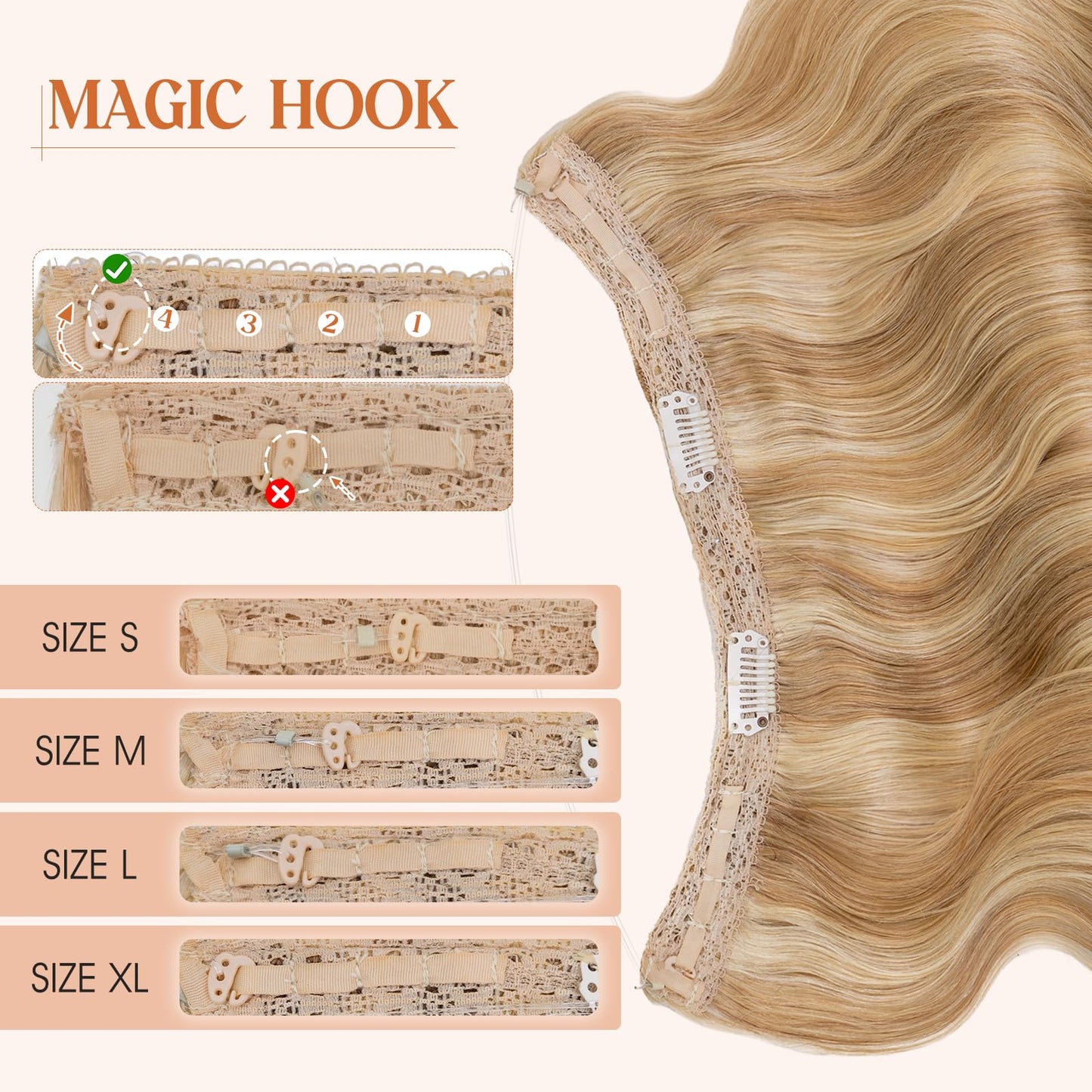 S-noilite Wavy Halo Hair Extensions Real Human Hair,16Inch Invisible Wire Hair Extensions,2 Clips Halo Extensions for Women(Ash