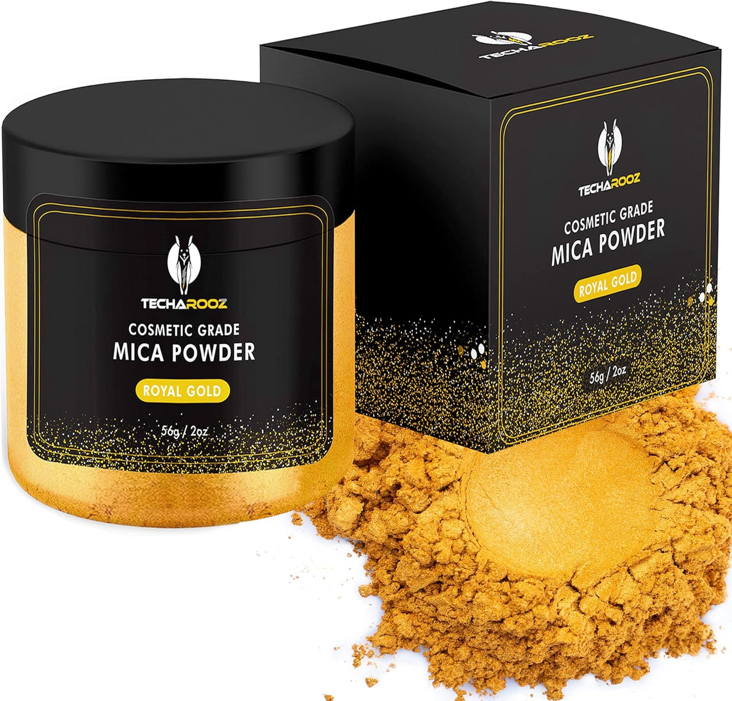 Royal Gold Mica Powder Epoxy Resin, Kinstugi Kit 56g/2oz Jar – TECHAROOZ Color Pigment for Lip Gloss, Soap Colorant for Soap Making, Gold Powder for Kintsugi Pottery, Metallic Epoxy, Slime Dye