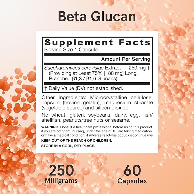 Jarrow Formulas® Beta Glucan, Dietary Supplement, Immune Support for Immune Health, 60 Capsules, 60 Day Supply