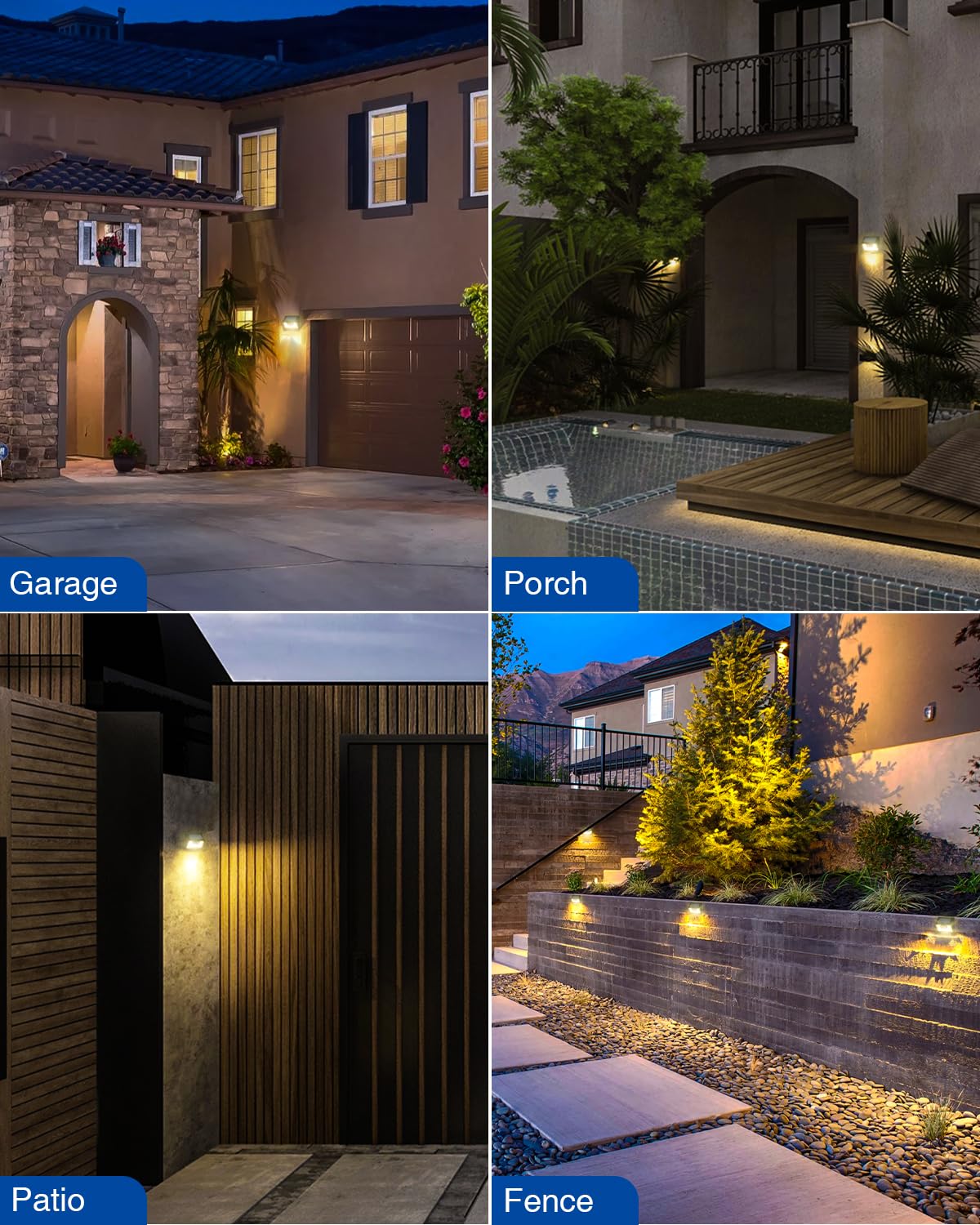 Peasur Solar Outdoor Lights 140 LED Motion Sensor 3 Modes 15 Pack Black-Warm Waterproof for Garden Yard