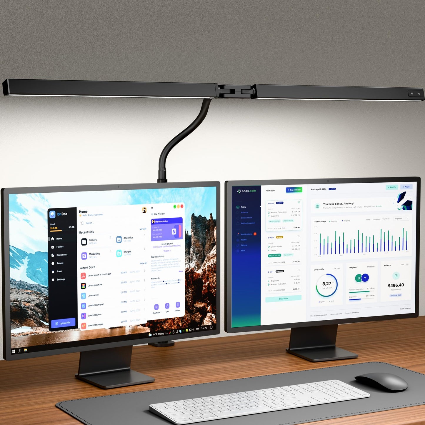 ONLYWIN LED Desk Lamp with Clamp, Adjustable Gooseneck, 3 Color Modes, Black, Model SDDL007, Medium Size
