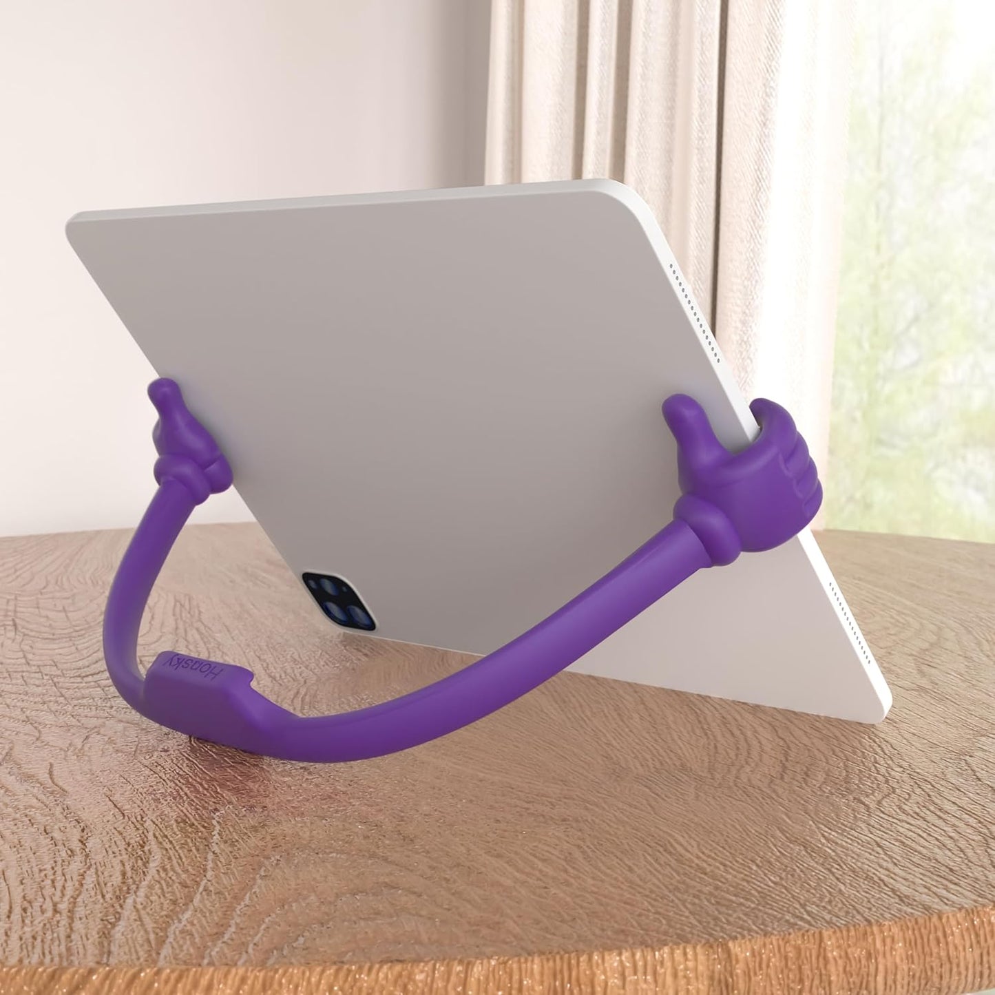 Honsky Thumbs Up 2 Pack Tablet Stand - Compatible with iPad, Samsung Galaxy Tabs, iPhone Pro Max - Universal Cute, Purple/Yellow