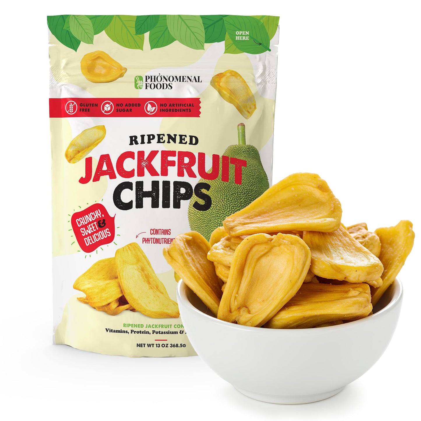 Phonomenal Ripened Jackfruit Chips 13oz | Crunchy Jackfruit | Healthy Dried Fruit Snacks | Organic Snacks for Adults | Vegan &
