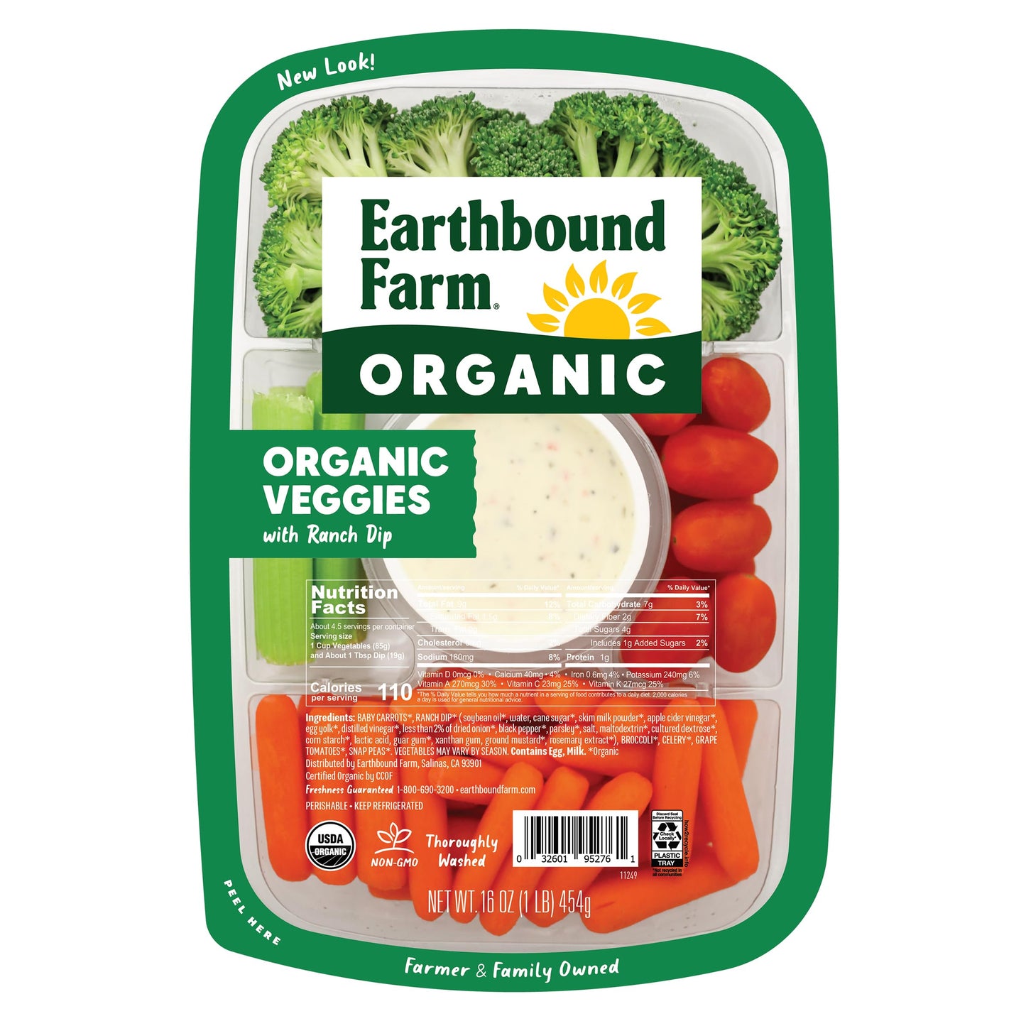 Earthbound Farm Organic Vegetable Tray with Ranch Dip 16oz