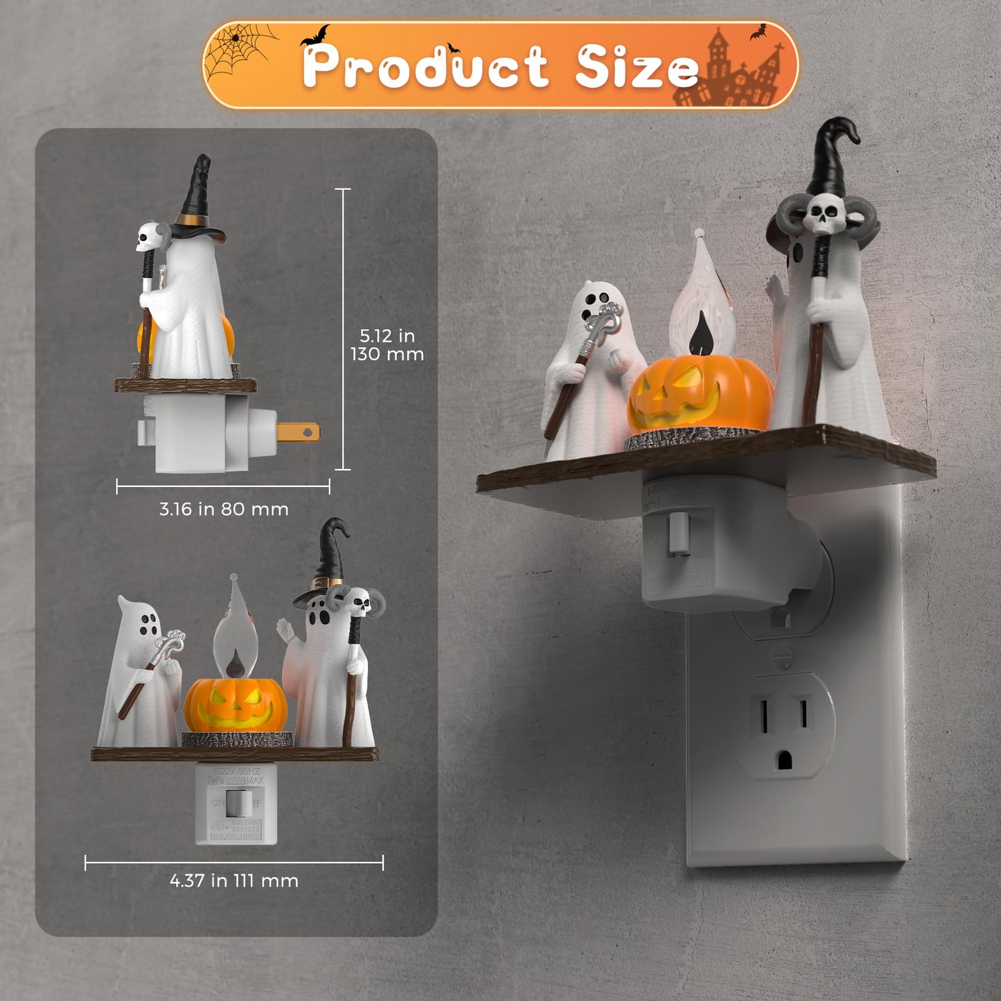 L Lohas Led Halloween Night Light Ghost Campfire Nightlight Campfire Flickering Night Lights Plug Into Wall Halloween Decorations For Party mature-themeds Kids Gift