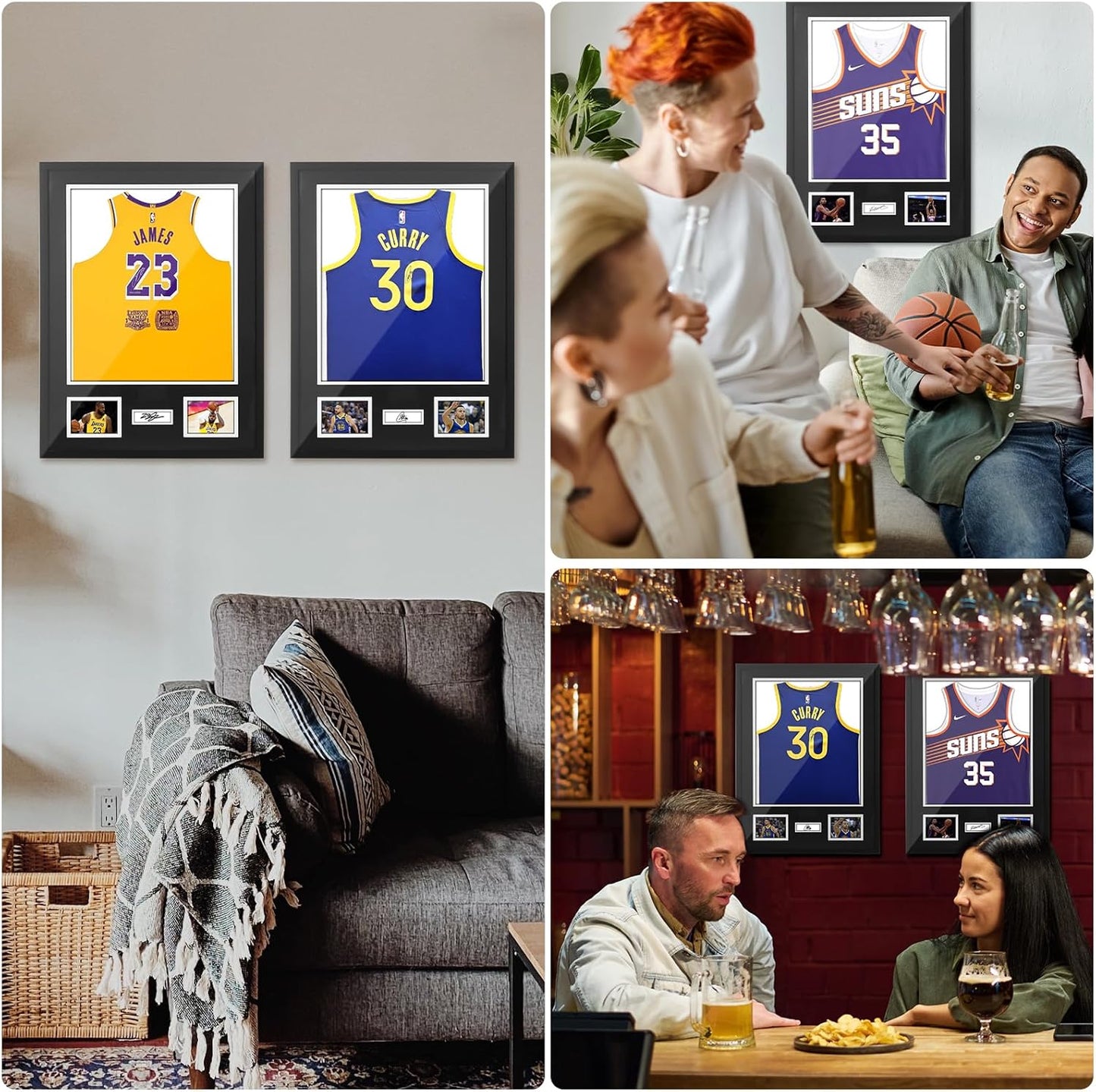 Nice C Jersey Frame Display Cases, Jersey Frame with Pictures Photos, Jersey Shadow Box Shirt Display Case, 98% UV Protection, Football Basketball Soccer (3 Pack)