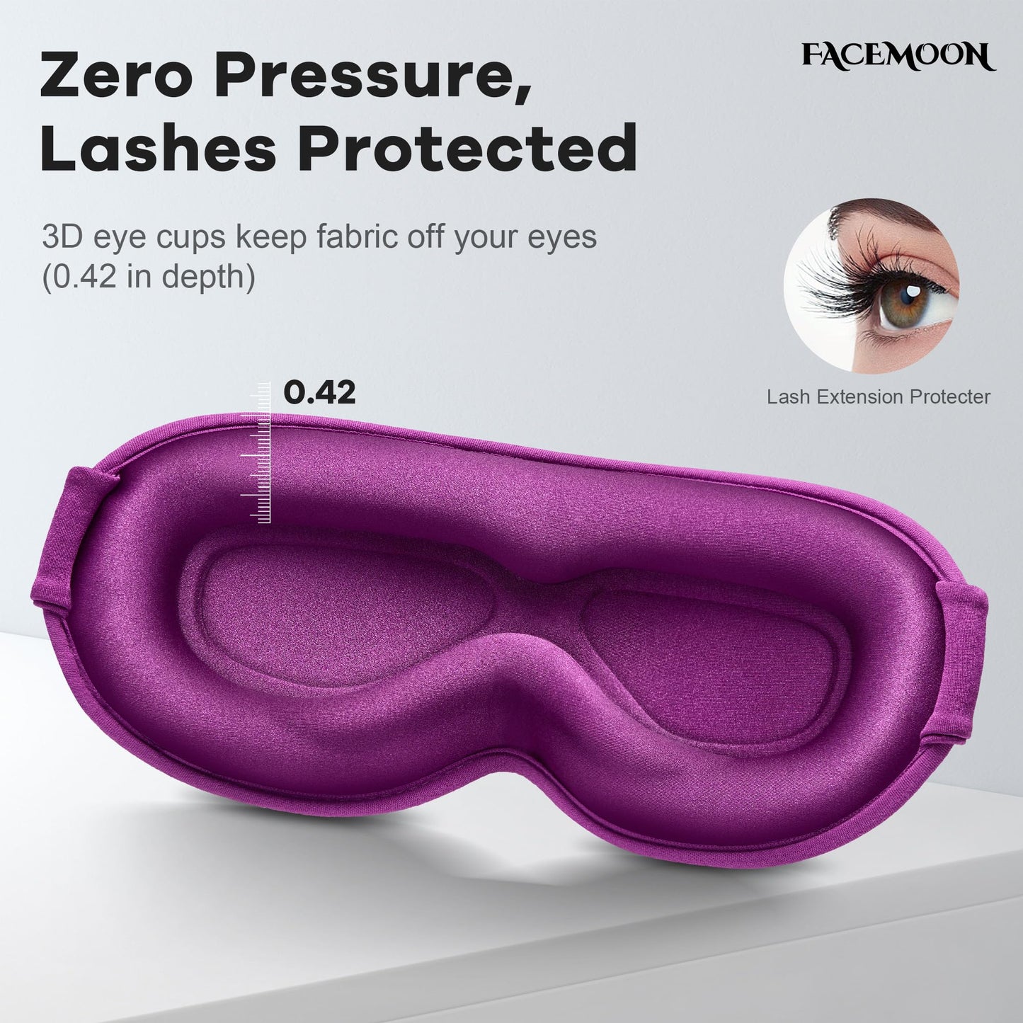 Weighted Sleep Mask 2 Pack - 3D Contoured Eye Masks for Sleep, Best Blackout Sleep Masks for Women Men, Eye Mask for Travel, Meditation, Airplane, Memory Foam, Adjustable Strap, Black Purple