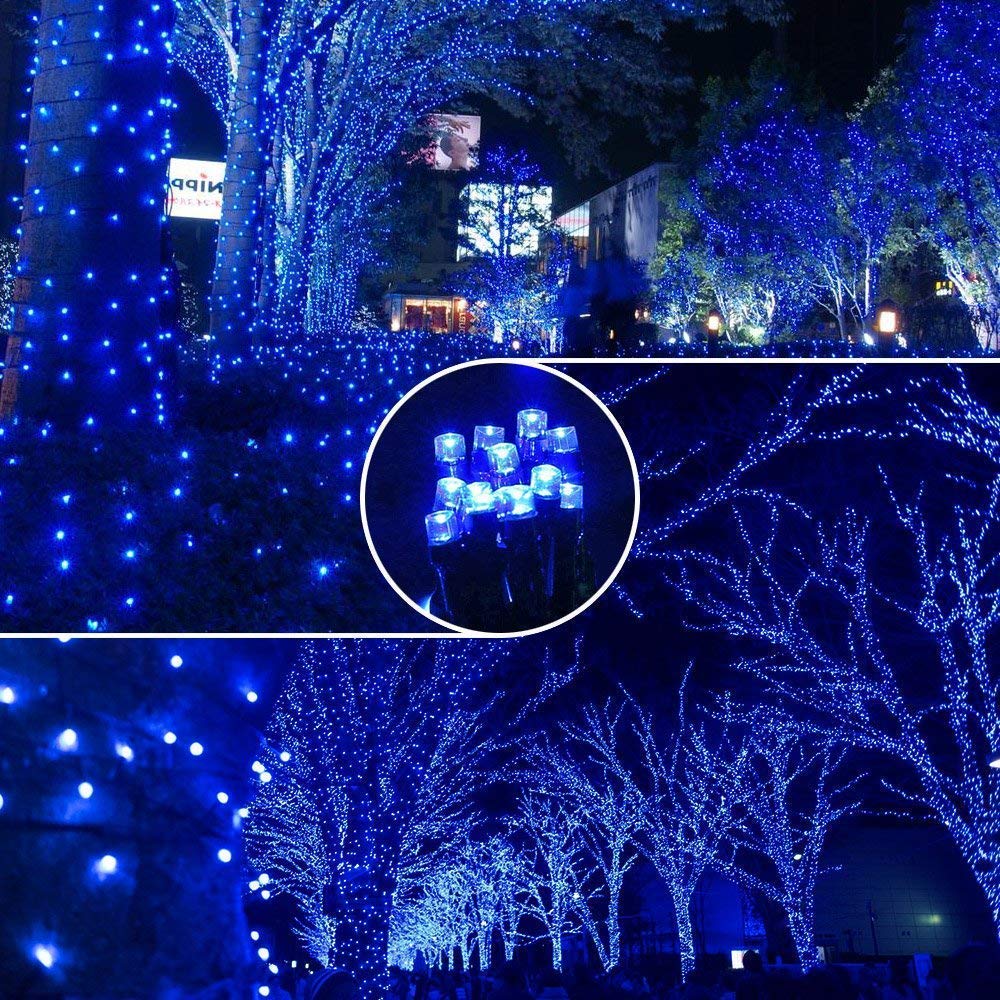 Christmas Tree Lights Blue - 220 Leds 82Ft/25M 8 Modes End-To-End Plug In Outdoor Waterproof Decorative Fairy Twinkle Halloween Indoor String Lights For New Year/Wedding/Thanksgiving Day/Home/Room
