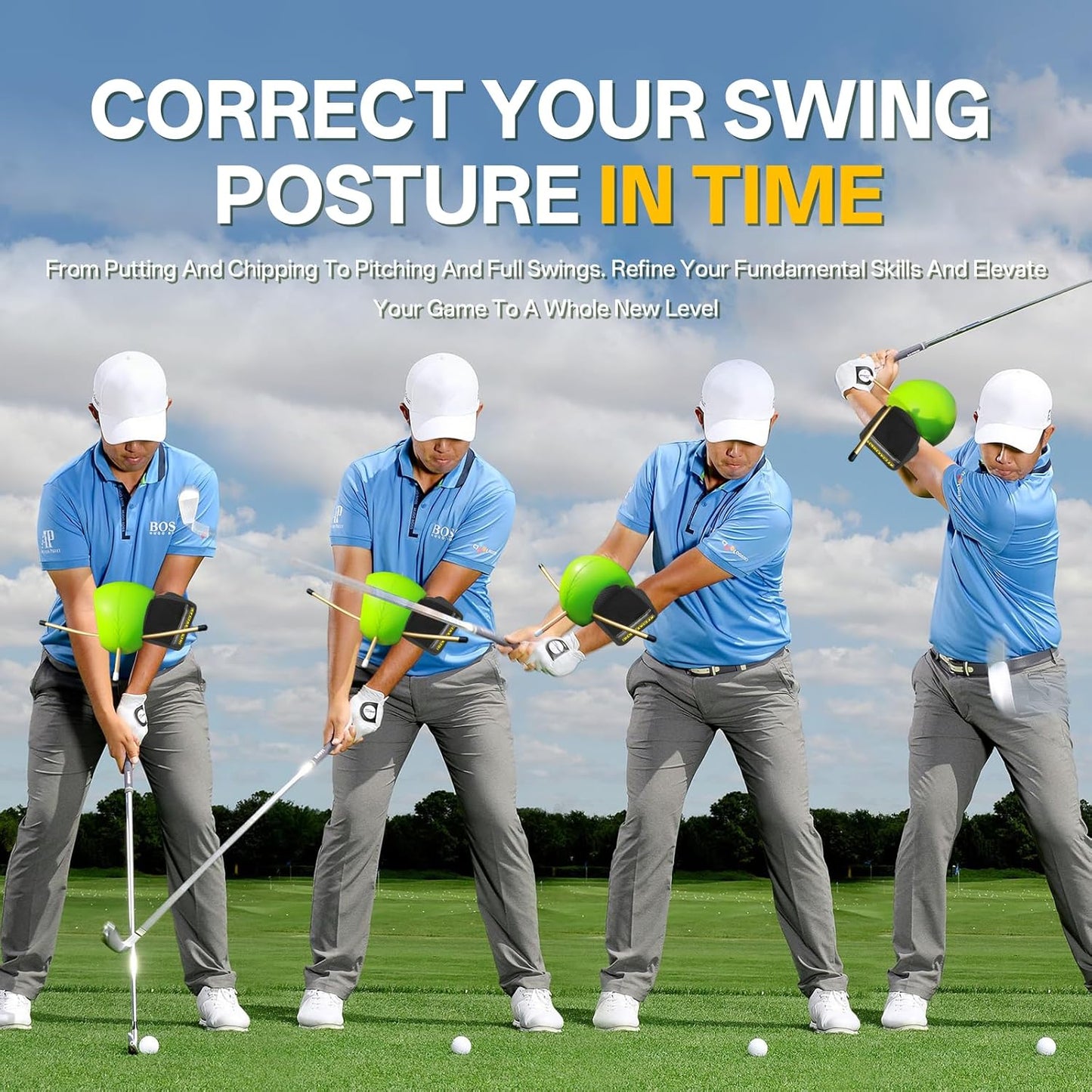 The Connector Golf Training Aid in Improving Hand Positioning, Smart Ball Golf Training Aid for Posture Correction Practice. Golf Swing Trainers are Suitable for Golfers at All Levels, (with Velcro)