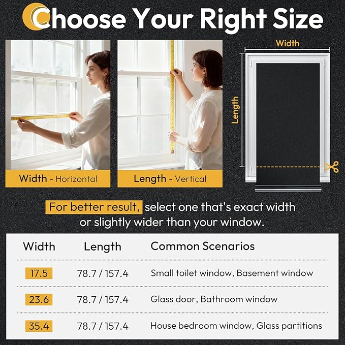 rabbitgoo Blackout Window Film 100% Light Blocking, Static Cling No Glue Easy Install, Removable Room Darkening Window Cover for Daytime Sleep, Bedroom, Nursery, Home Theater, 17.5 by 157.4 inch