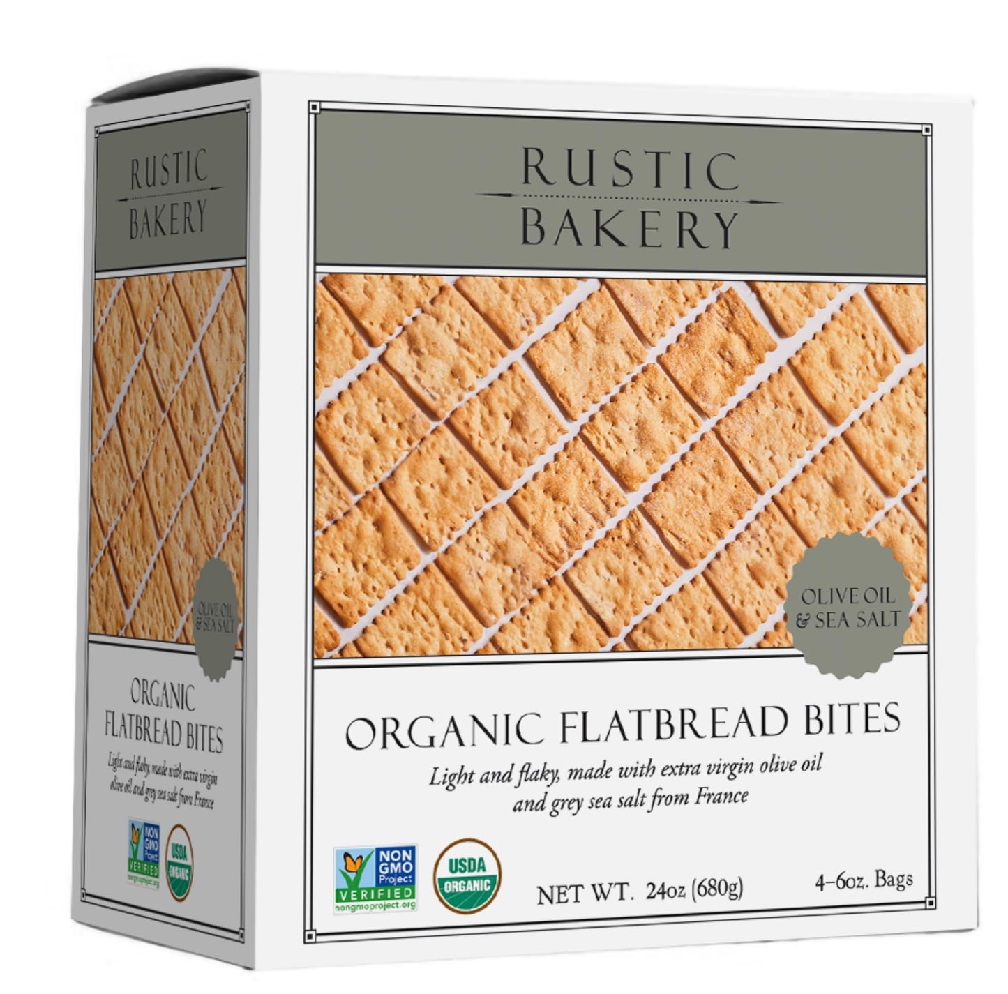 Rustic Bakery Handmade Sourdough Flatbread Cracker Bites - Olive Oil & Sel Gris - Sea Salt Charcuterie Crackers for Cheese Platt