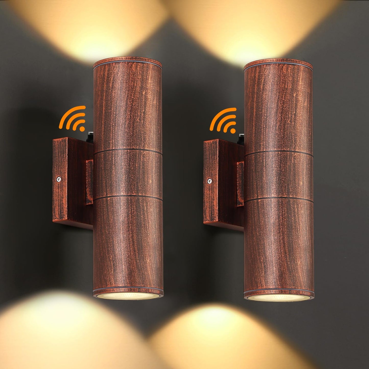 Dakaful Dusk To Dawn Outdoor Lighting Sensor Wall Lights 2Pack  12W 2700K Integrated Led Cylinder Up Down Lights Outdoor  Ip65 Waterproof Aluminum Wall Sconce Exterior Wall Light For Porch Patio Etc.