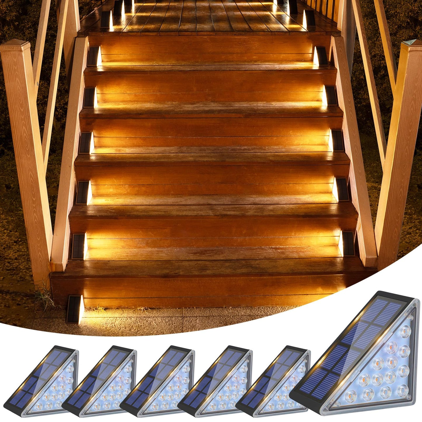 VOLISUN Solar Step Lights for Outside, Solar Stair Lights Outdoor Waterproof IP67, LED Outdoor Step Light, 80 Lumen, Deck Light for Outside, Front Porch and Patio(Black,6 Pack)