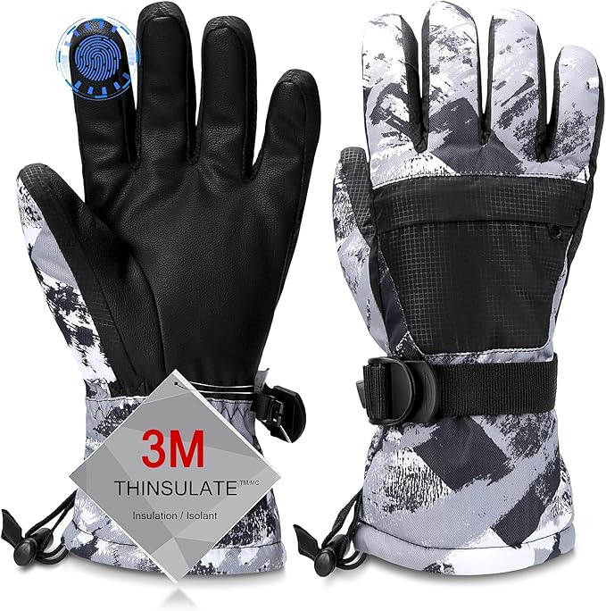 Odtmger Ski Gloves, Waterproof and Breathable Snow Gloves for Cold Weather, Men & Women Boys and Girls