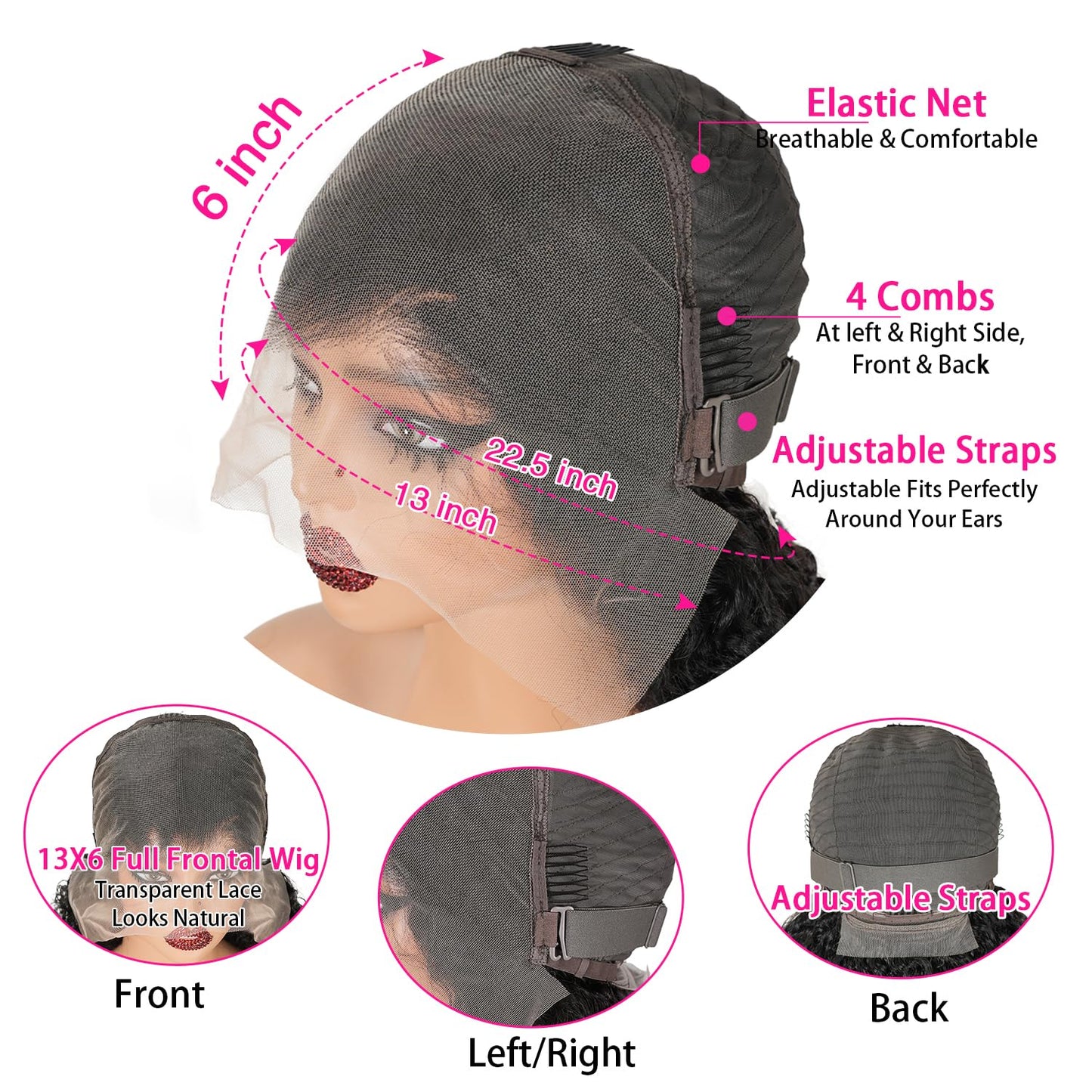 Mihugass Burmese Curly Human Hair Wigs For Women Jet Black 13x6 Lace Front Wigs 250 Density Brazilian Full Lace Frontal Wigs Pre