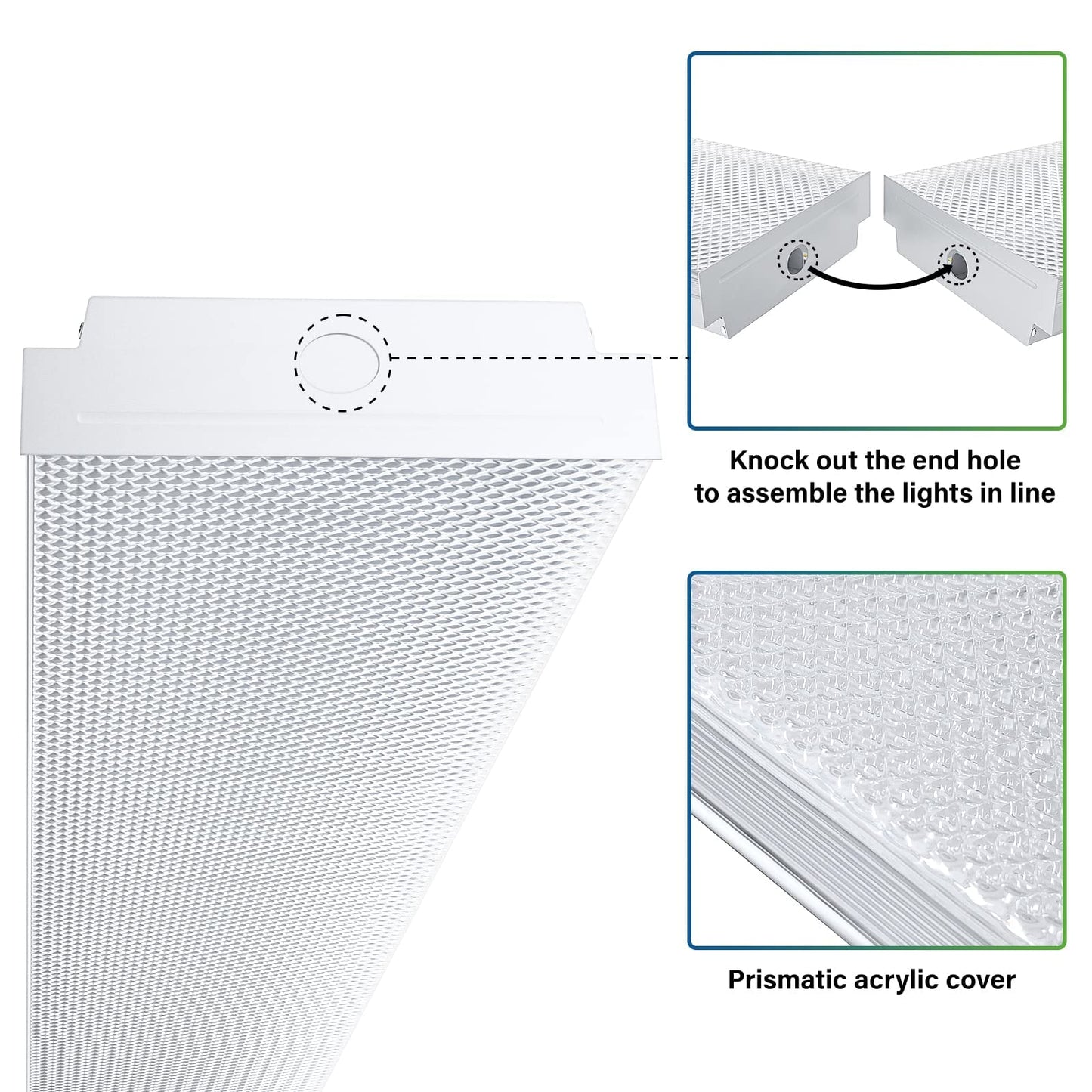 ANTLUX 4FT LED Wraparound Shop Lights, 40W, 4400lm, 4000K, Acrylic, Modern, 4 Pack