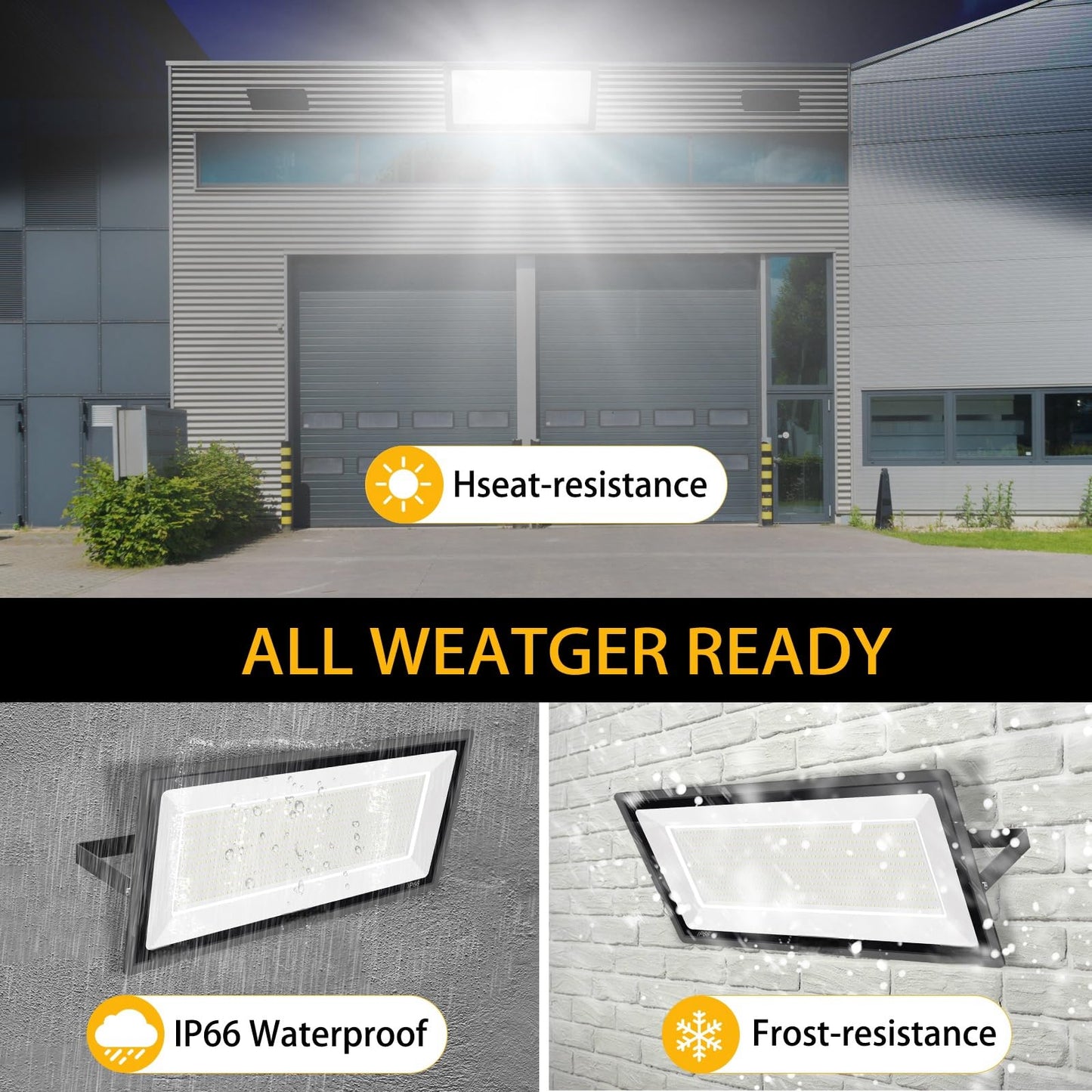 Yanycn 2 Pack 800W Led Flood Light Outdoor 3750W Equivalent Super Bright Floodlight With Plug 88500Lm 5000K Daylight White Ip66 Waterproof Commercial Lighting For Sports Fields Counts Arena Stadium